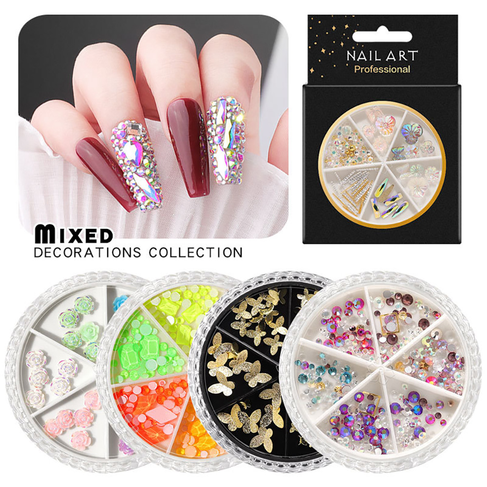 MXBEAUTY DIY Nail Art Decoration Shell Flakes Manicure Butterfly Nail Sequins 3D Glitter Laser AB Drill Shaped Rivets Shiny Nail Rhinestones