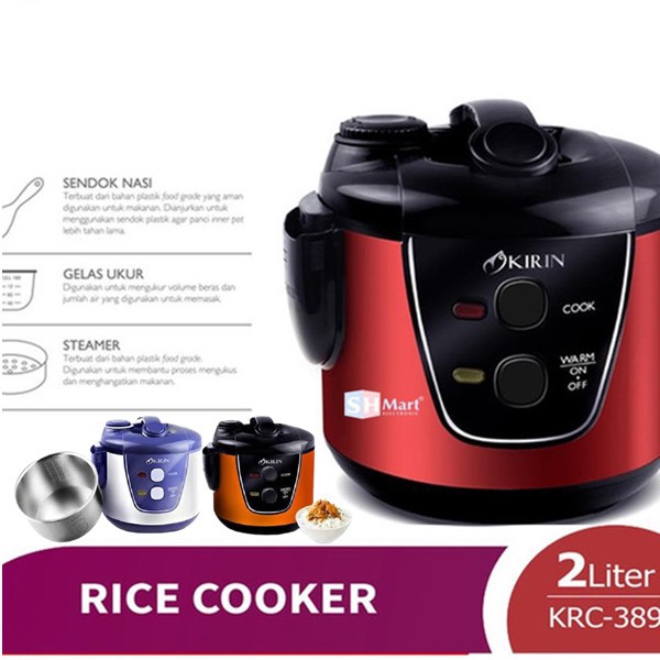 Kirin Rice Cooker with Stainless Pot 3 in1 KRC-389 (2 Liter)