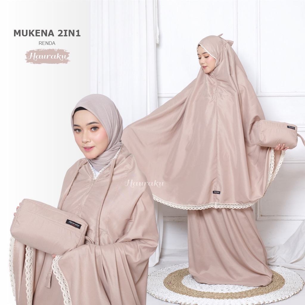 Mukena Traveling 2 in 1 Dewasa Pouch Ponco Katun Premium