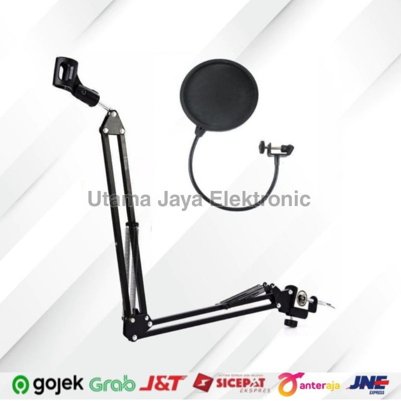 Paket Microphone BM800 Soundcard F999 Stand Arm Pop Filter