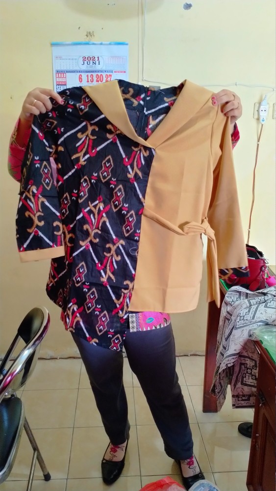 Tey-17 Batik Wanita Asj Sa Hrb026 Kenongo Kemeja Tosca Pendek