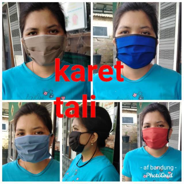 masker katun tali kain polos  dan cantolan karet