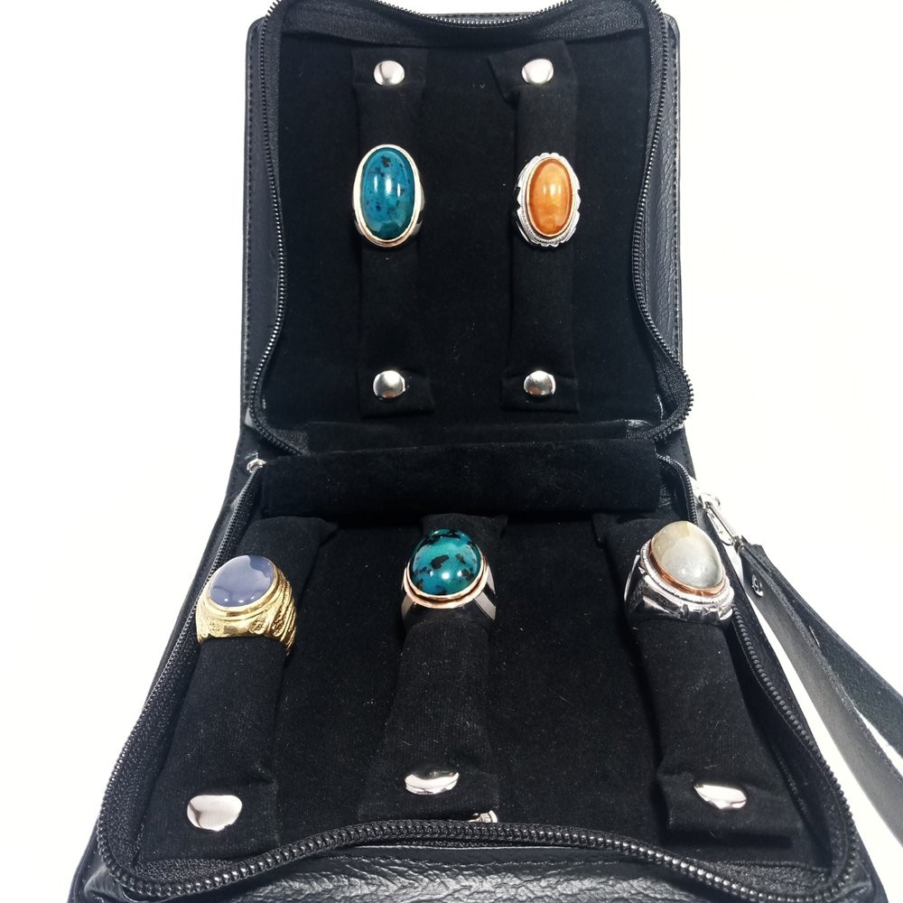 Dompet Tas Cincin Batu 3, 5, 7, dan 9 Slot Tempat Penyimpanan Cincin Perhiasan Mewah Aksesories Perhiasan Cincin