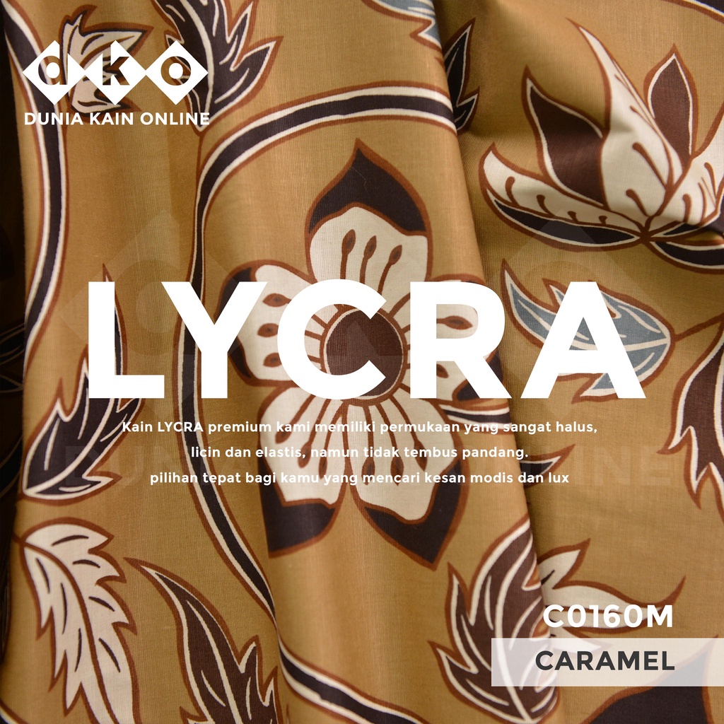 DKO Kain LYCRA Premium Cotton Stretch Caramel Motif Bunga Daun Melengkung