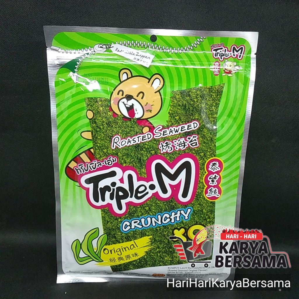 

RUMPUT LAUT TRIPLE M ROASTED SEAWEED ORIGINAL FLAVOUR 9'S X 5GR