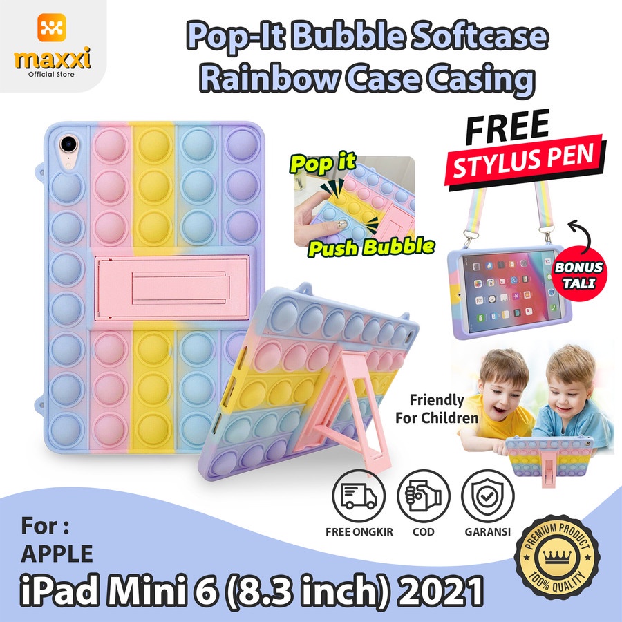 iPad Mini 6 8.3 inch 2021 Bubble Pop It Softcase Casing Cover Anak Lucu Rainbow