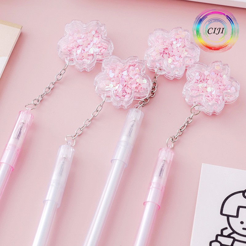 CIJI Pulpen Gel 0.5mm Dengan Berbagai Macam Motif Gantung Lucu dan Unik [1pcs Kirim Random]-Bunga Sakura