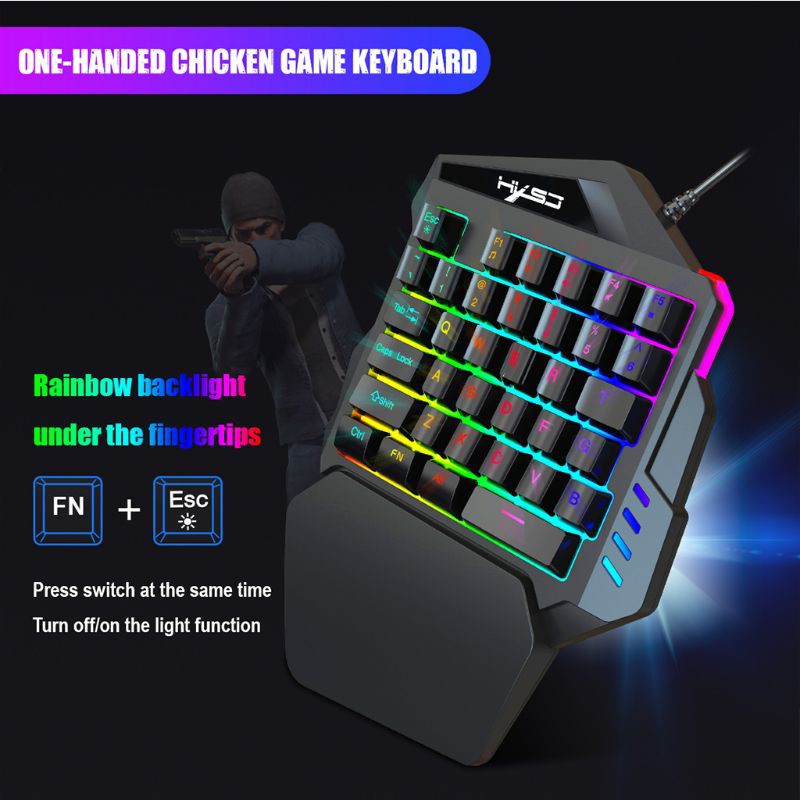 Keyboard Gaming Mekanik Mini Desain Ergonomik dengan Kabel USB dan Backlight LED