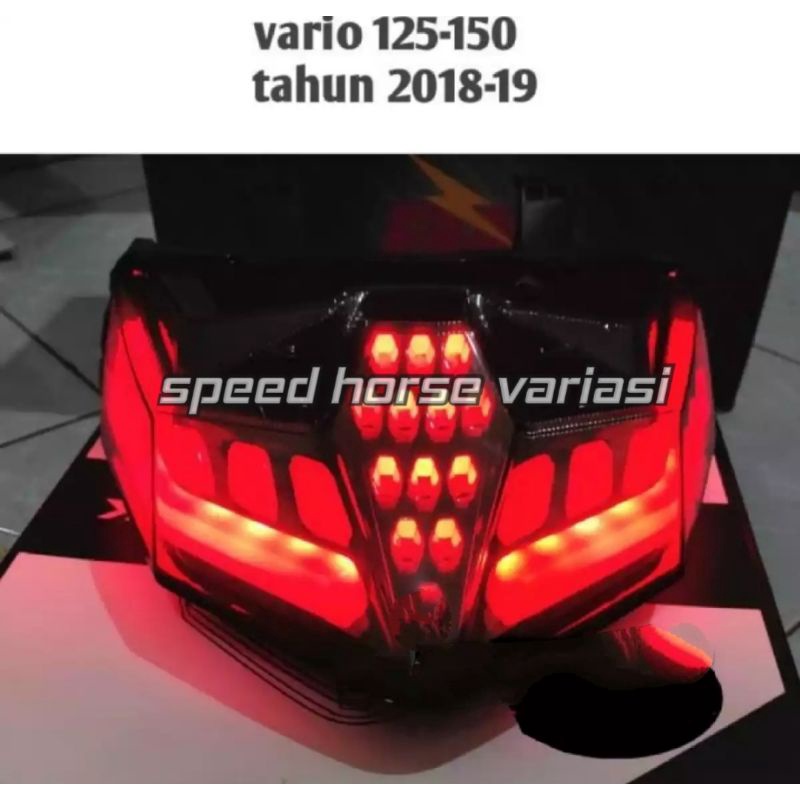 Lampu stop Vario 125-150 model LED sein running Transformers senja biru dan senja putih real pict