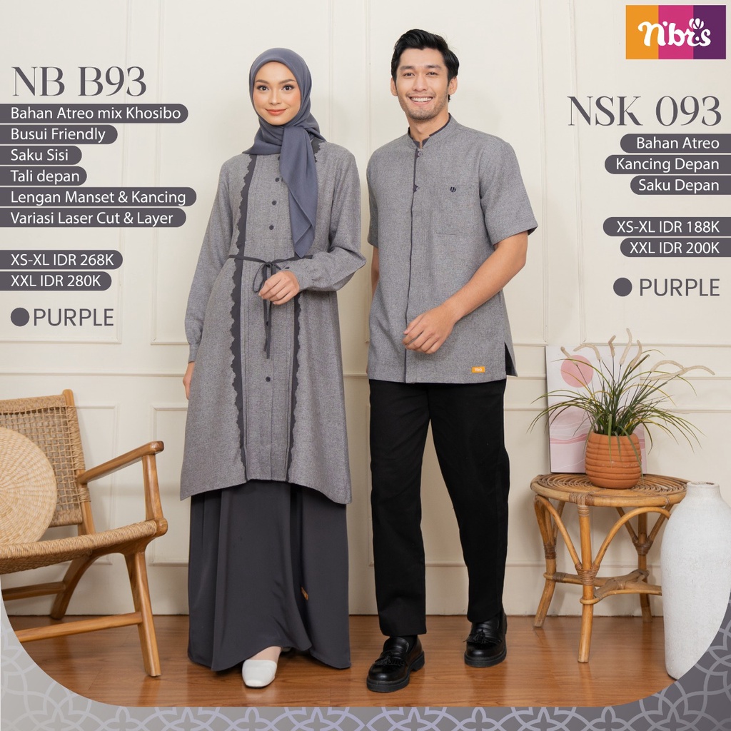 Nibras Couple NB B93 dan NSK 93 bahan Atreo mix Khosibo Couple Ibu dan Ayah Lengan Pendek Kekinian