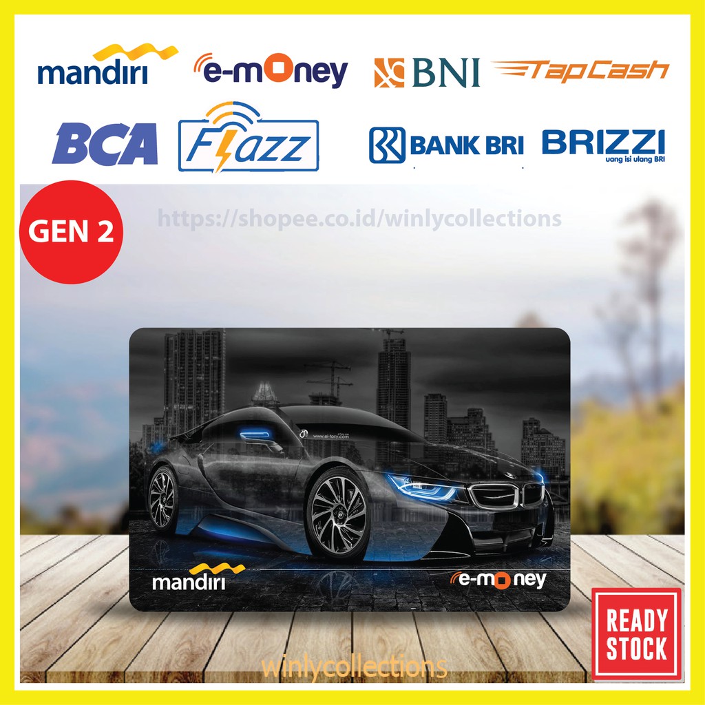 KARTU EMONEY ETOLL BMW I8 MOBIL FLAZZ BCA GEN 2 MANDIRI TAPCASH BNI BRI BRIZZI - 1 SISI