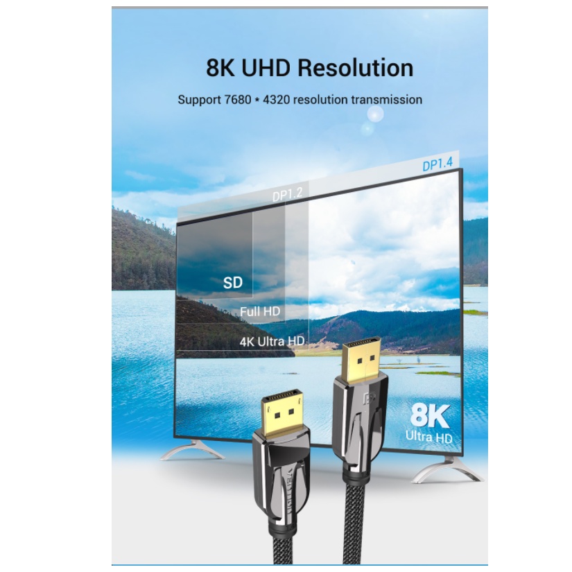 Vention Kabel DisplayPort DP 1.4 Male to Male 4K 8K HDR 2M 3M