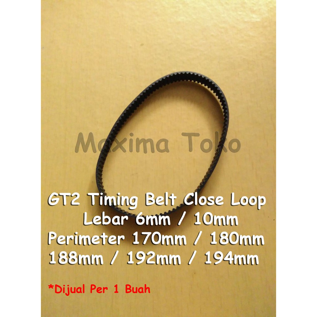 Timing Belt GT2 Close loop gigi 85 90 94 96 97 L 170mm 180mm 188mm 192mm 194mm Lebar 6mm 10mm 2GT