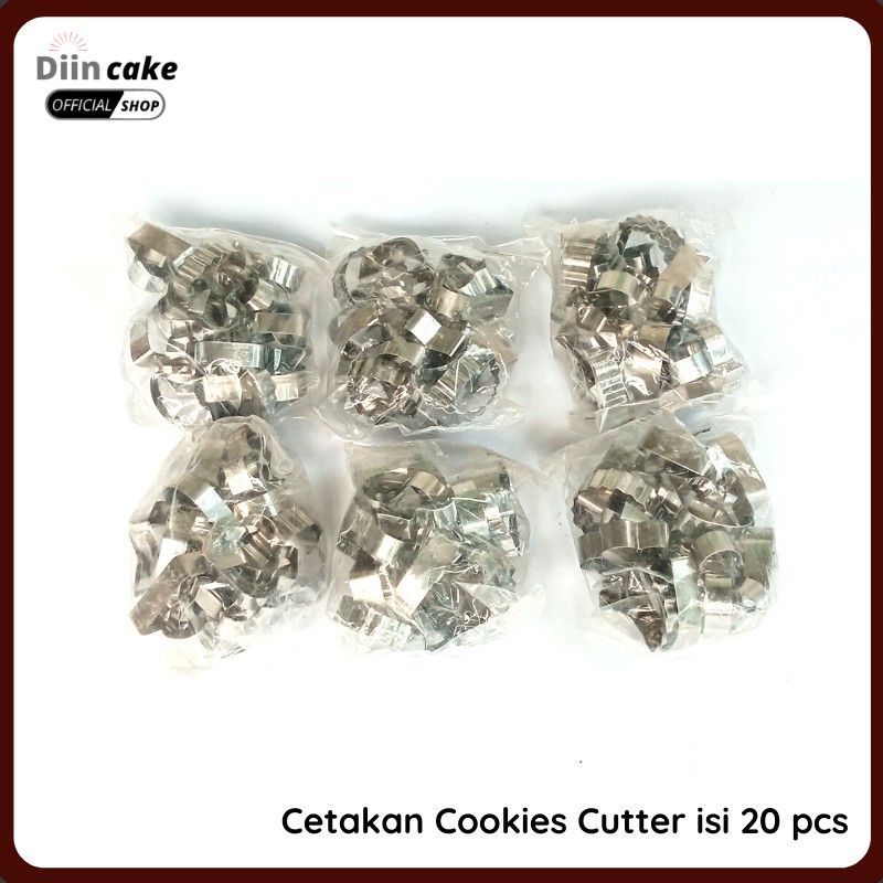 20pcs Cookies Cutter Cetakan Kue Kering Stainless Steel Aneka Bentuk