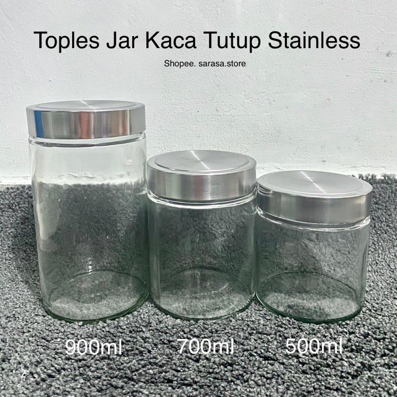 Toples jar kaca 500ml 700ml 900ml gr gram Glass Packaging Premium bulat tabung wadah