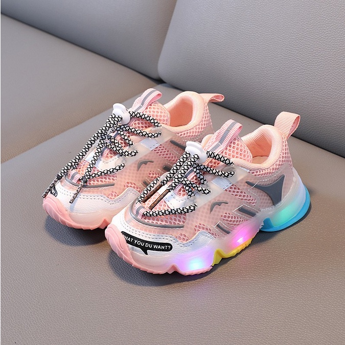 CG LED12-Sepatu Sneaker Anak Laki Perempuan Lampu LED Import