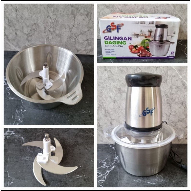 GSF 3802 Food Processor Elektrik Chopper Daging Bumbu Listrik 2 Liter