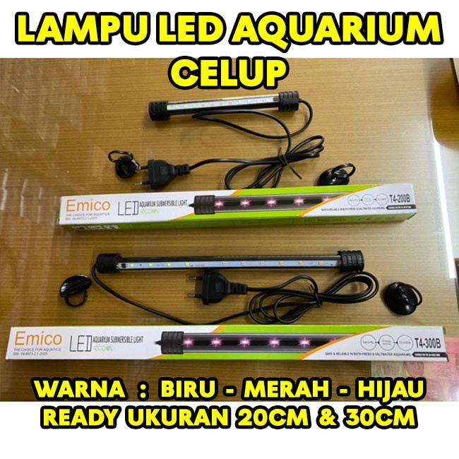 Lampu Aquarium Akuarium aguarium LED Celup 20cm 30cm 40cm  PUTIH / biru /  Warna Warni RGB-ibz