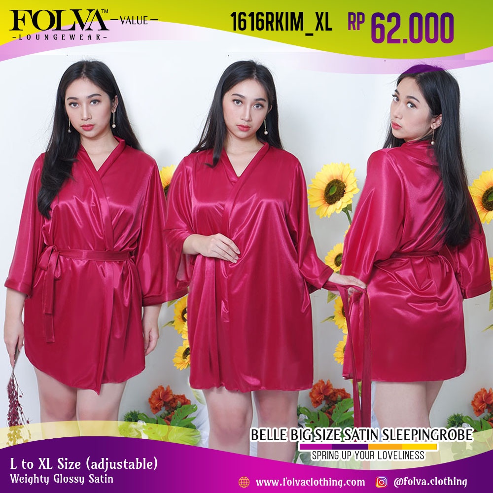 FOLVA Kimono wanita bridesmaid sleeping robe satin big size jumbo XL