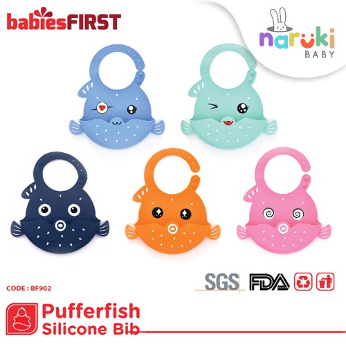 BabiesFirst Pufferfish Silicone Baby Bib Slabber Anti Air Celemek Bayi BF902