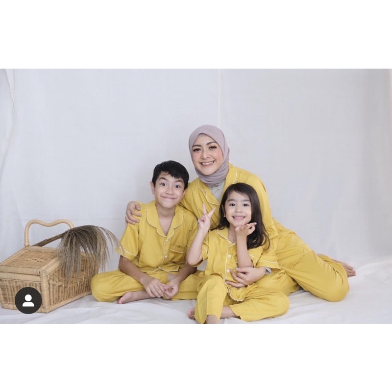 Yobebee Piyama Katun Lembut Baju Tidur Wanita One Set Basic Pajamas Polos Pastel Cotton Rayon Silk Model Tangan Pendek Baju Harian Santai Couple Kembaran Ibu Anak