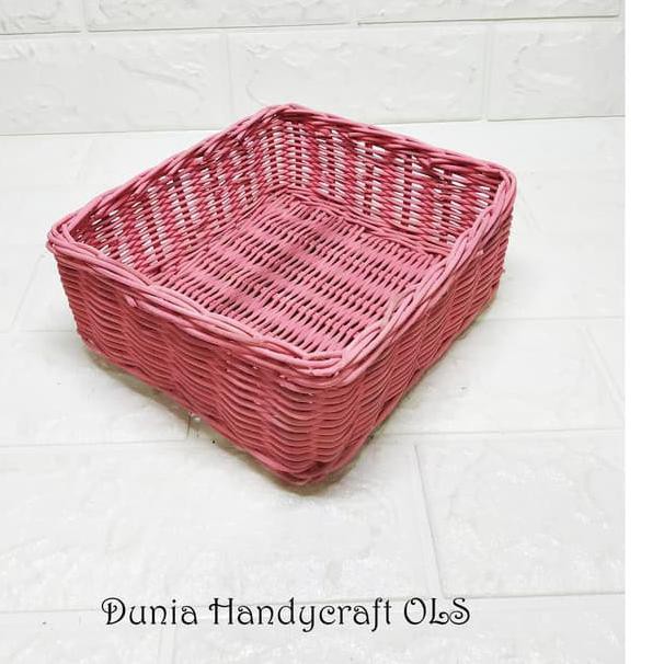 Keranjang Rotan Persegi Kotak Warna Keranjang Hias Dekorasi Souvenir Merah Shopee Indonesia