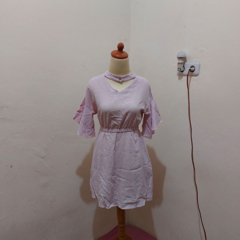 [THRIFT/PRELOVED] KOREAN MINI DRESS PINK CUTE BISA UNTUK ANAK