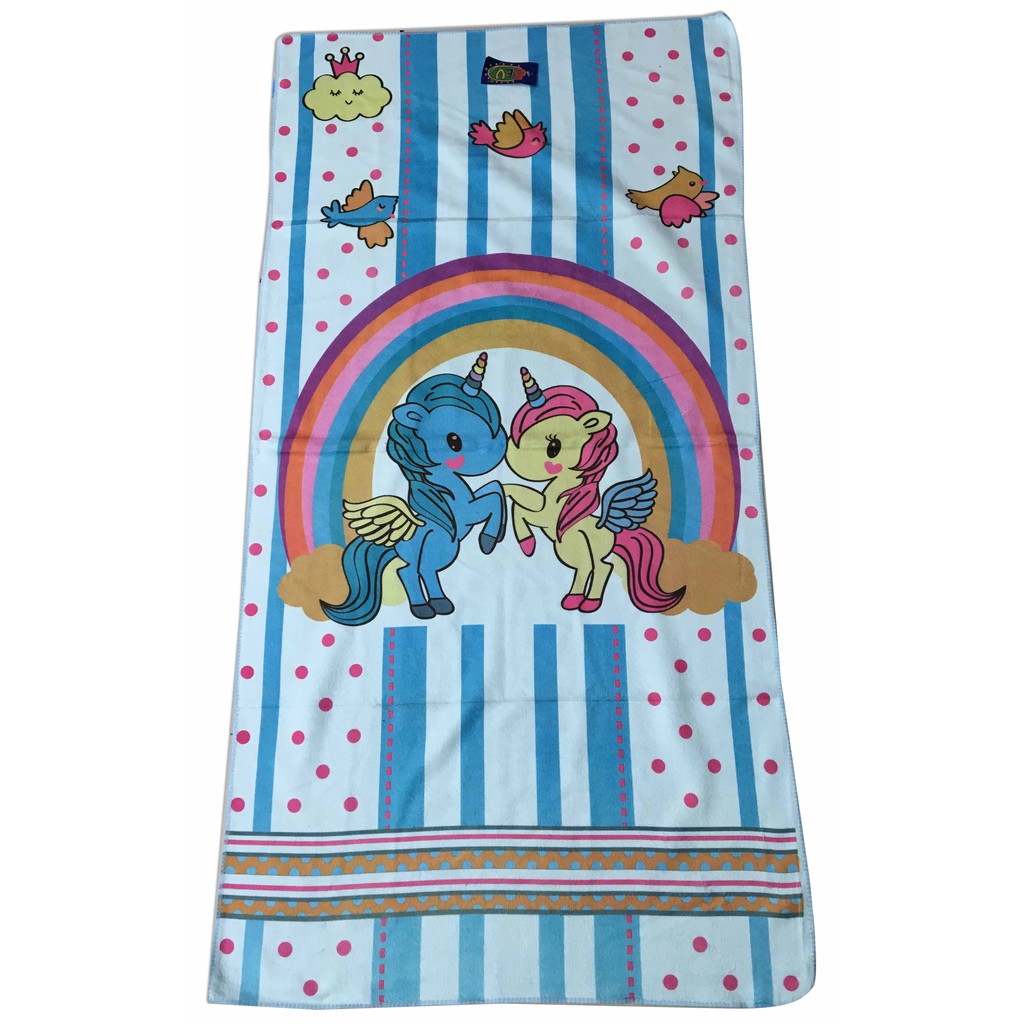 Handuk Mandi Anak Print Warna Unicorn Little Girl Birthday 65x130