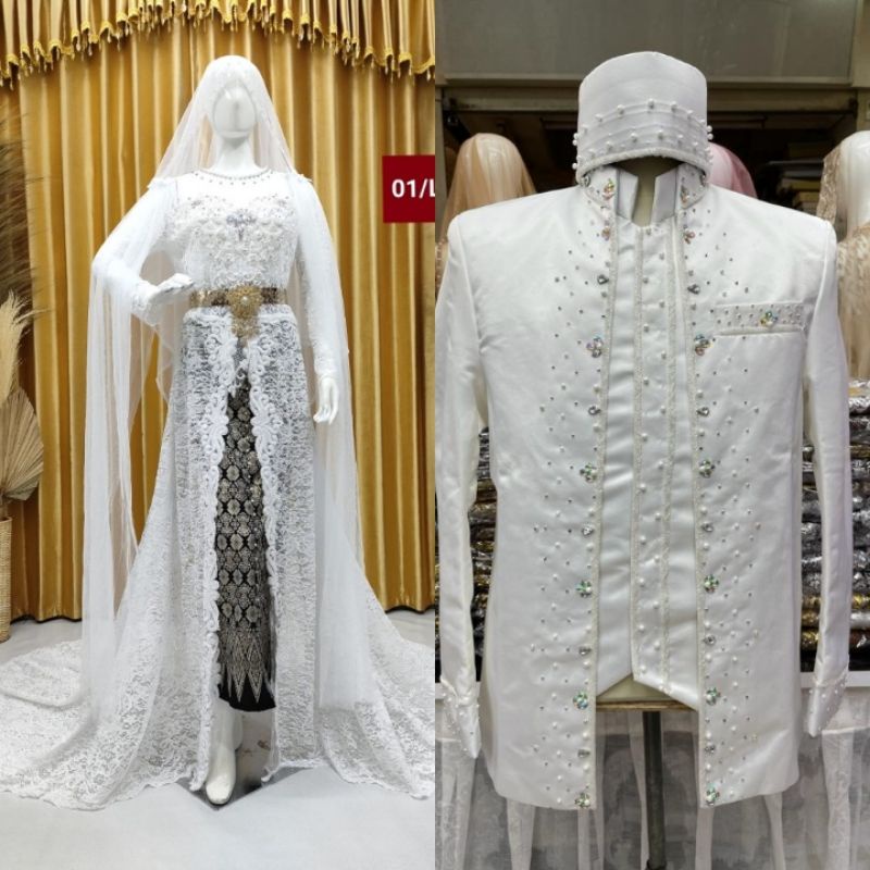 COUPLE KEBAYA AKAD ELISAP MEWAH/BAJU PENGANTIN MODERN | GAUN SLIM/GAUN BARBY/GAUN WEDING 2021 ni