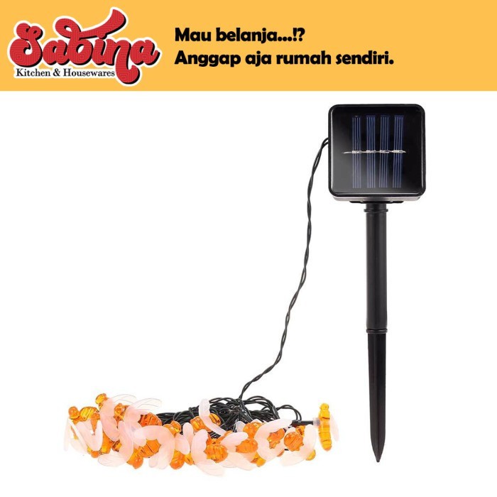 Lampu Hias Dekorasi Lebah Bee 50 LED with Solar Panel Finether Murah