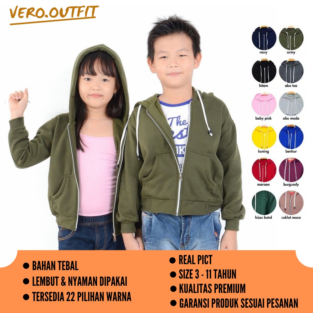 Jaket Hoodie Zipper Polos Anak Bayi Balita Kids Kecil Laki Laki Perempuan Cowok Cewek Kembar Couple 