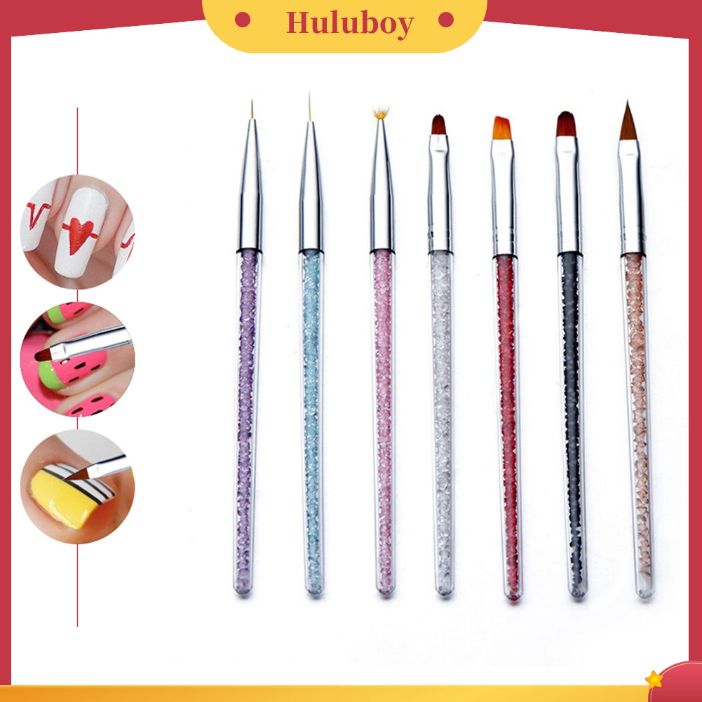 Huluboy Huluboy♡ Pen Gambar / Lukis Kutek Gel UV Dengan Gagang Berlian Imitasi Untuk Manicure DIY