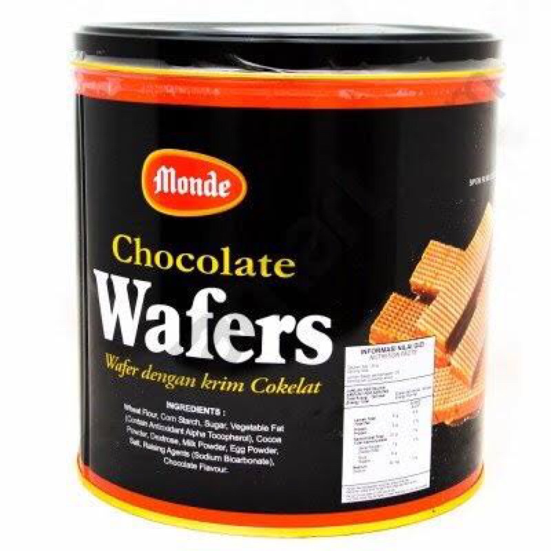 Makanan Ringan Roti Snack Biskuit Wafer Kaleng Lebaran Monde Chocolate Wafers