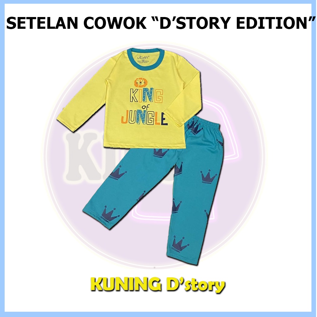 Baju Setelan Celana Panjang Cowok Usia 6 Bulan 1 2 3 4 5 6 7 8 Tahun Setelan Celana Panjang Anak Laki-KUNING D'story