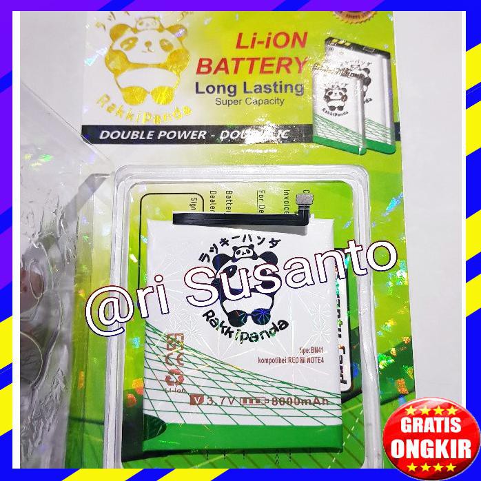 ACC HP BATERAI RAKKIPANDA BN41 XIAOMI REDMI NOTE 4 DOUBLE POWER 8000MAH