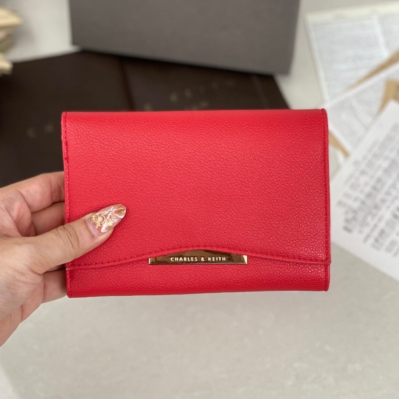 DOMPET WANITA IMPORT CK CNK FRONT FLAP WALLET ORI | Vente Gallery-Red + Box