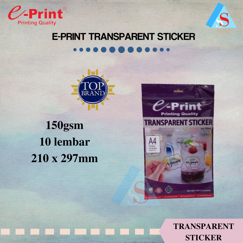 

Eprint Transparent Sticker A4 150gsm