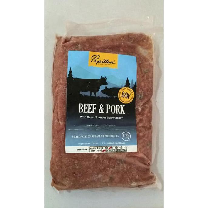 

Papillon Premium Raw Food Beef & Pork Meat 1kg