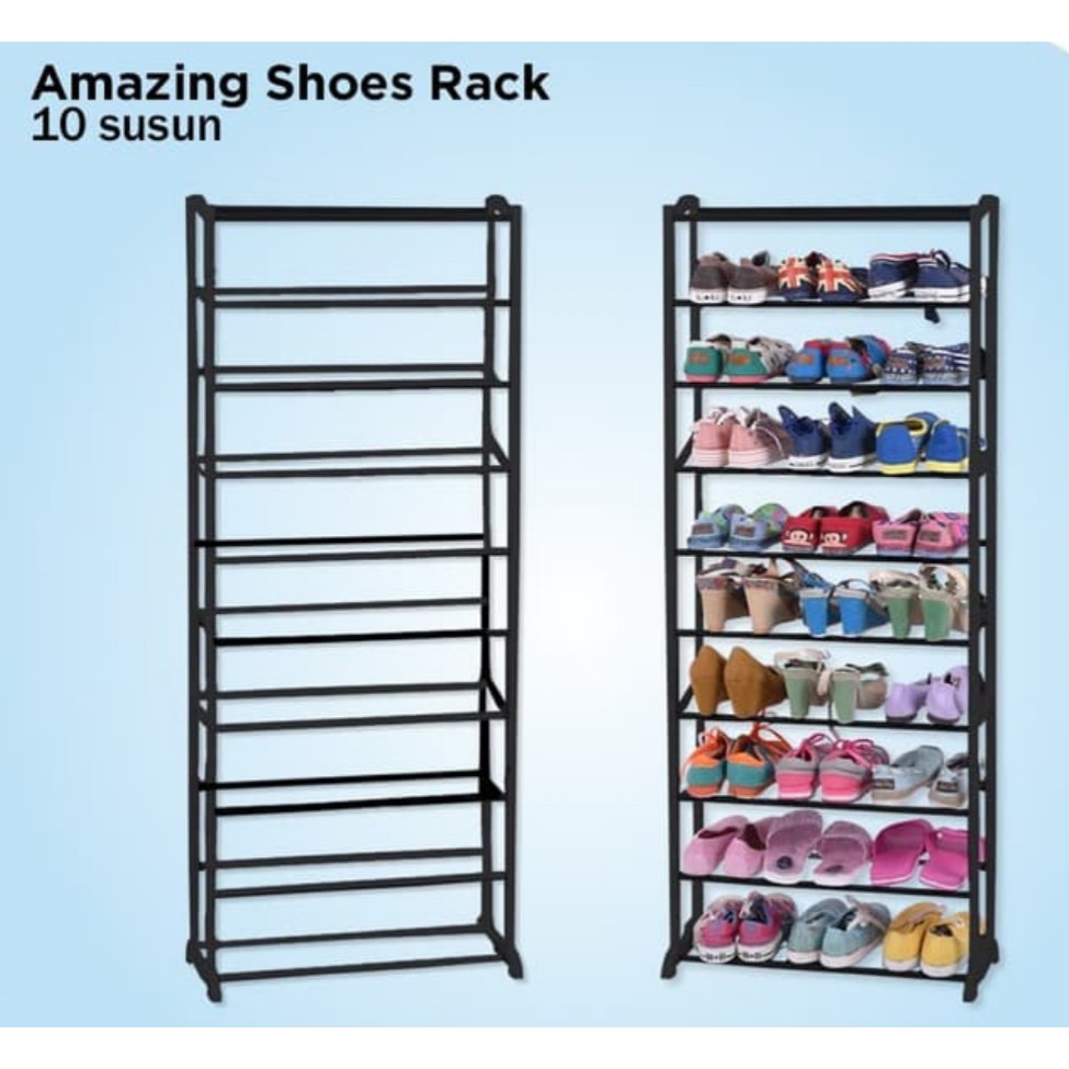 Amazing Portable Shoe Rack Rak Sepatu Lipat 10 Tingkat Susun Rapi Serbaguna Shopee Indonesia