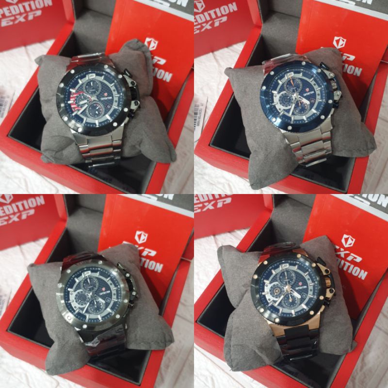 Jam Tangan Expedition 6751 E 6751 Men Analog Tali Stainless Mesin Baterai Original 4.8cm +box origin
