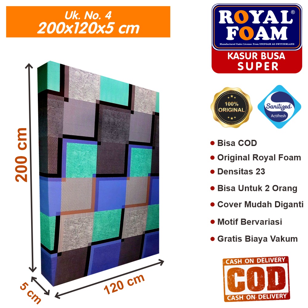 Kasur Busa Royal Foam Ukuran No 4 200x120x5 cm Tebal 5 cm D23 ORIGINAL