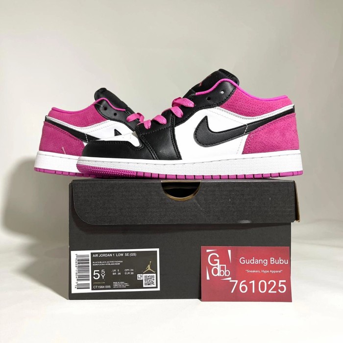 NIKE AIR JORDAN 1 LOW BLACK ACTIVE FUCHSIA PINK BNIB ORIGINAL MATERIAL