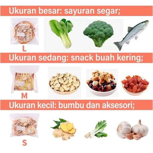 Kantong Plastik Double Ziplock Pembungkus Makanan Sayuran/Buah Penyimpan Kulkas