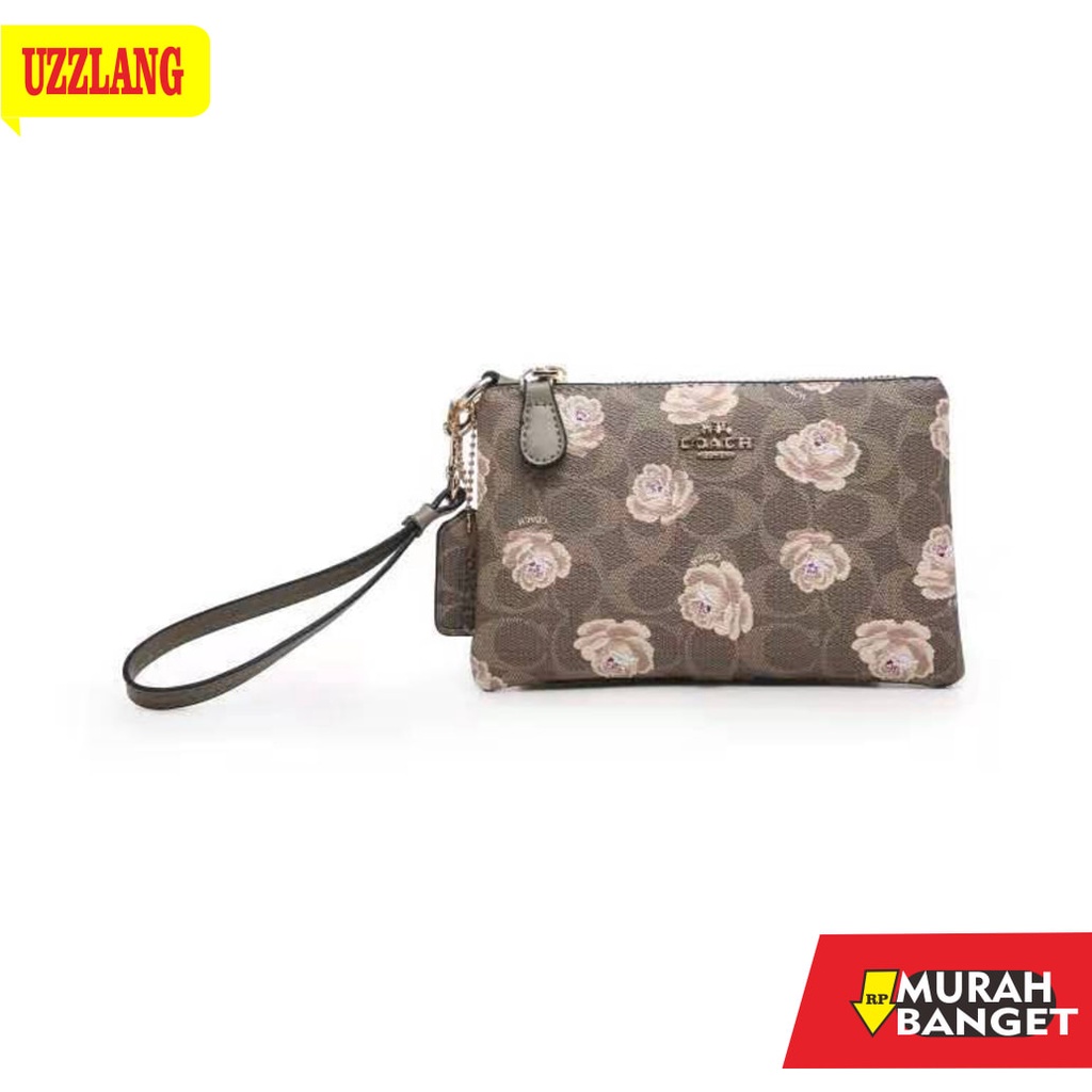 TAS TENTENG WANITA TERBARU- Clutch Coach Wanita Hayden Flowers Clutches Bunga Dompet Korea Leather S