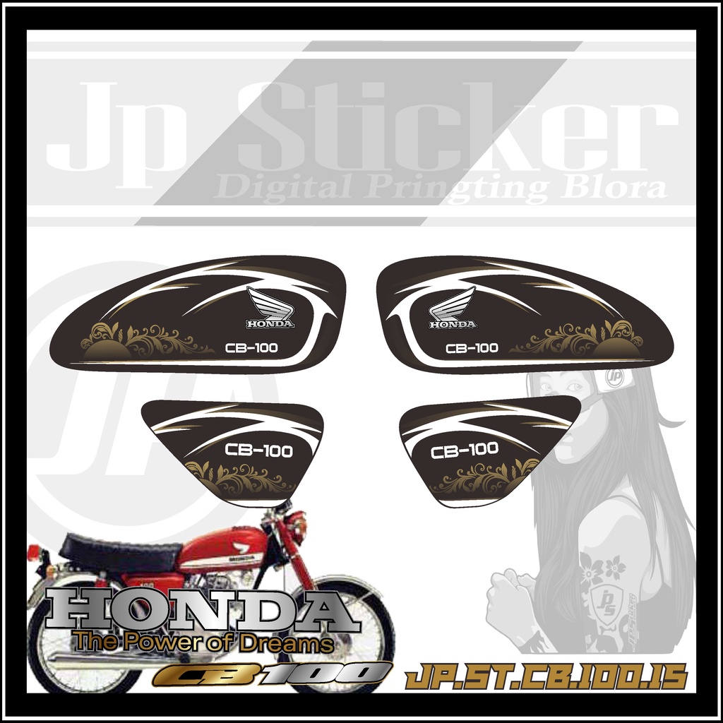 Sticker Striping Cb 100 - Stiker Aksesoris Body Motor CB 100 Klasik List Variasi Hologram JP 015