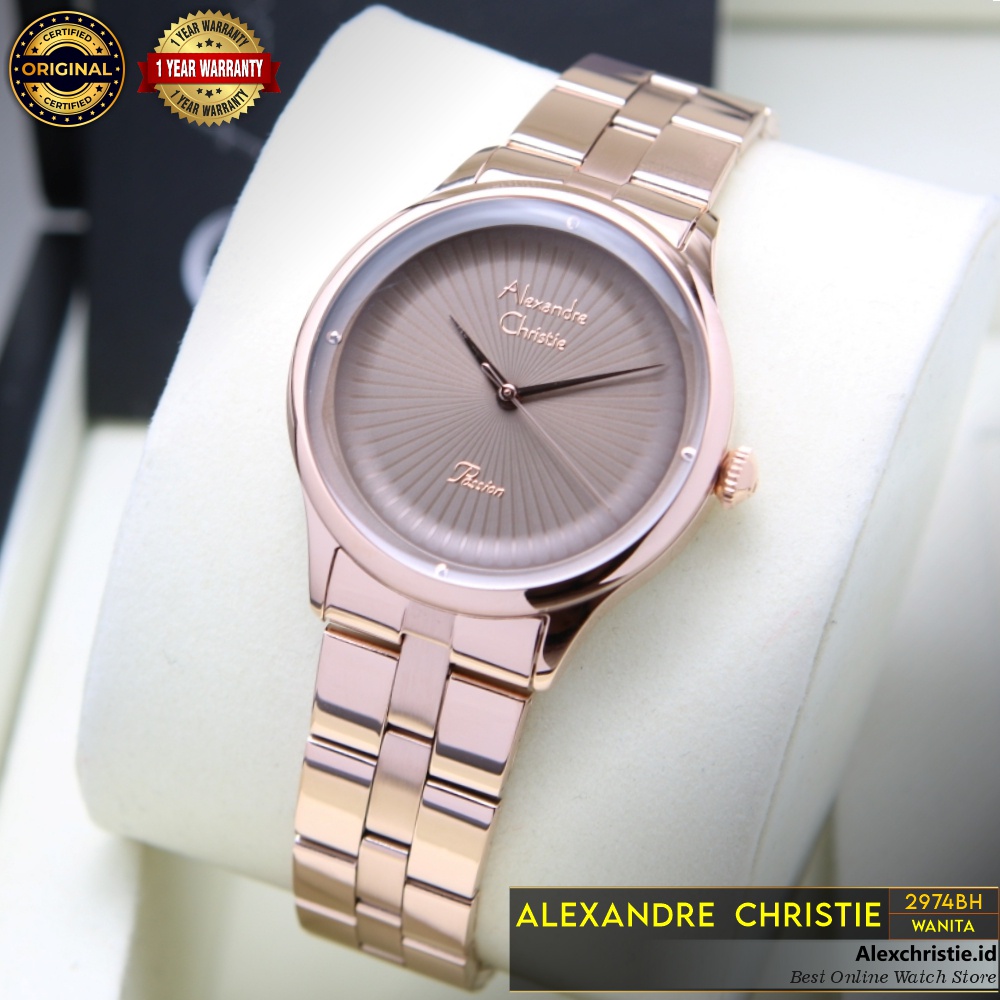 New 2022 Jam Alexander Christie Wanita 2974BH Rosegold Brown Original Simpel Cantik Elegan