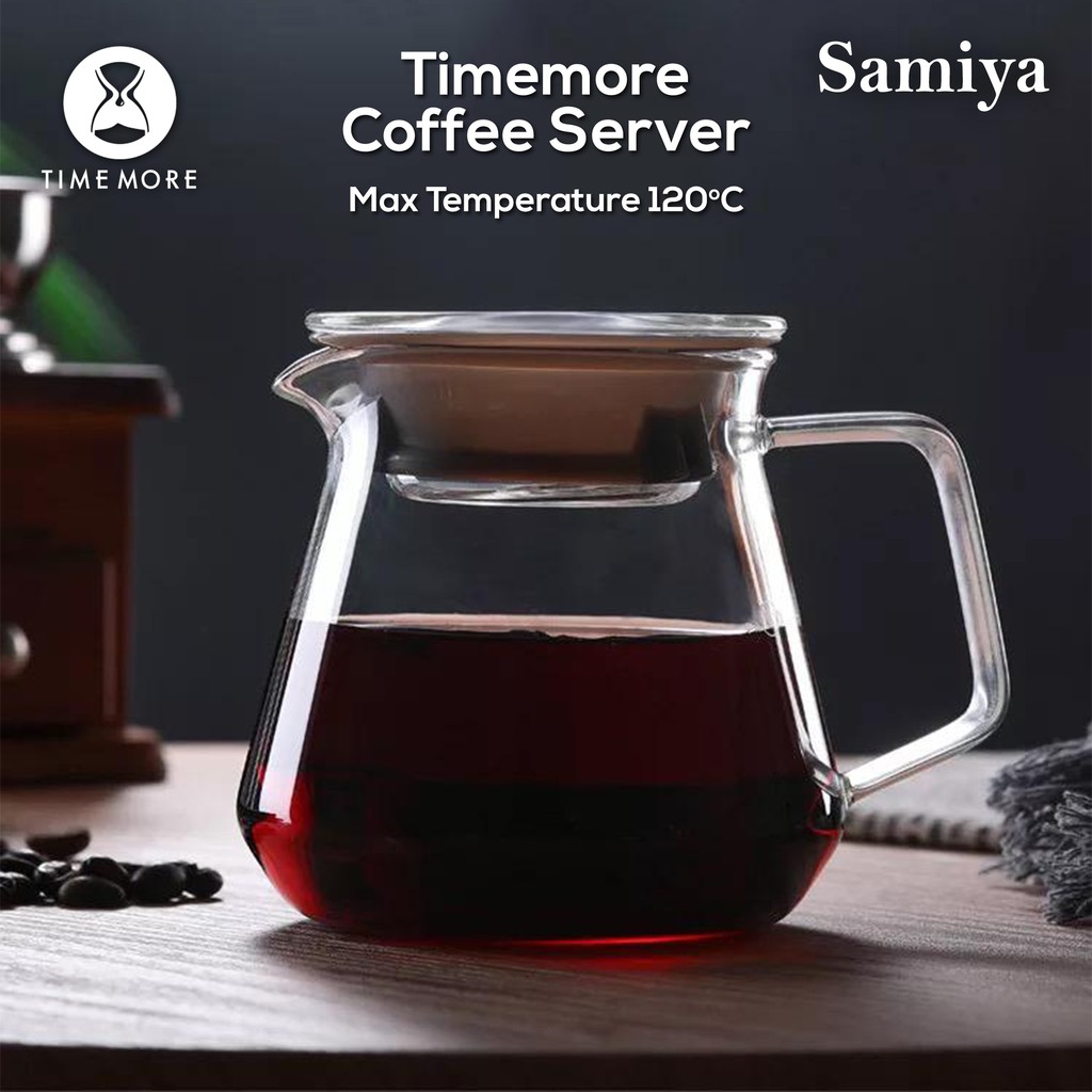 timemore coffee server borosilicate glass heat resistant 360ml dan 600ml / teko kopi kaca V shape