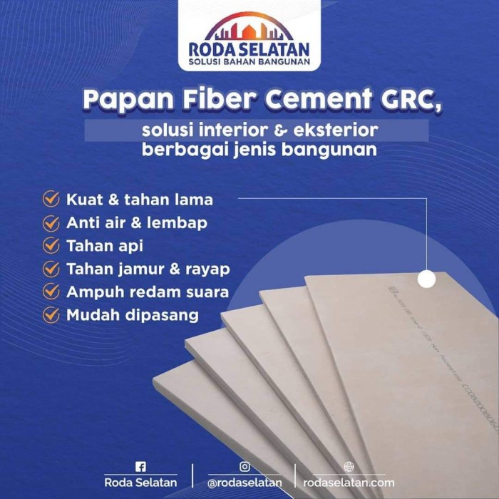 Jual Papan Fiber Cement Grc Board 9mm X 1220 X 2440 Shopee Indonesia 2258