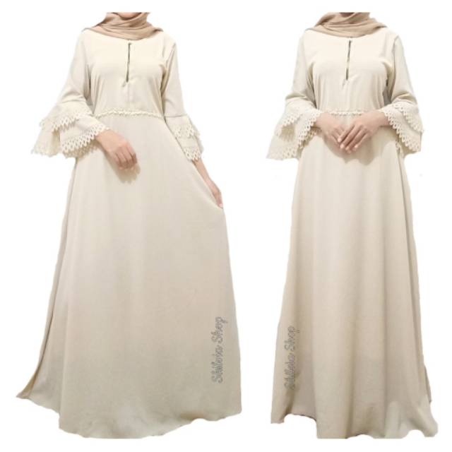 Gamis Pesta Simple Terbaru, Gamis Elegan Busui Friendly, Gamis Modis Polos Kekinian Cutting Laser