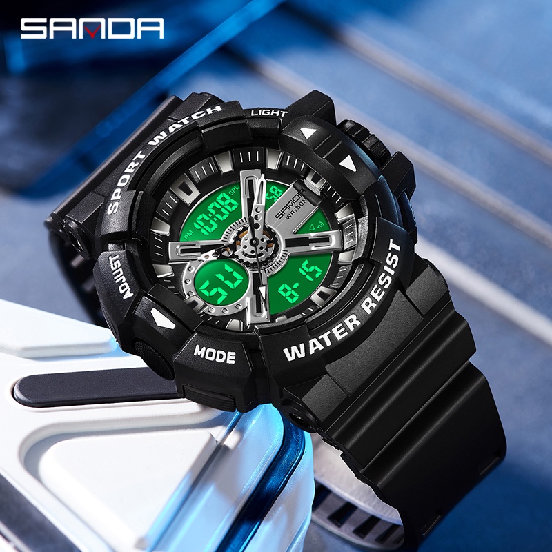 SANDA 3128 Jam Tangan Pria Wanita Digital Analog Tali Rubber Shockproof Anti Air WATCHKITE WKOS